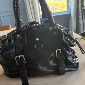 The Sak Black Leather Satchel Handbag